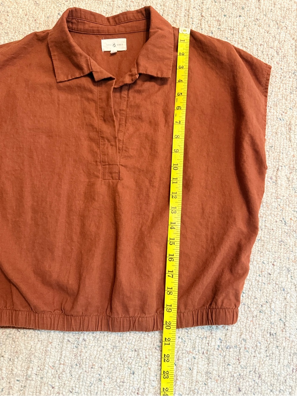 Loft Lou & Grey Rust Short-Sleeve Linen Polo Top - Picture 6 of 6